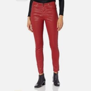 AG Farrah High Rise Skinny Women's Red‎ Coated Leather Pants